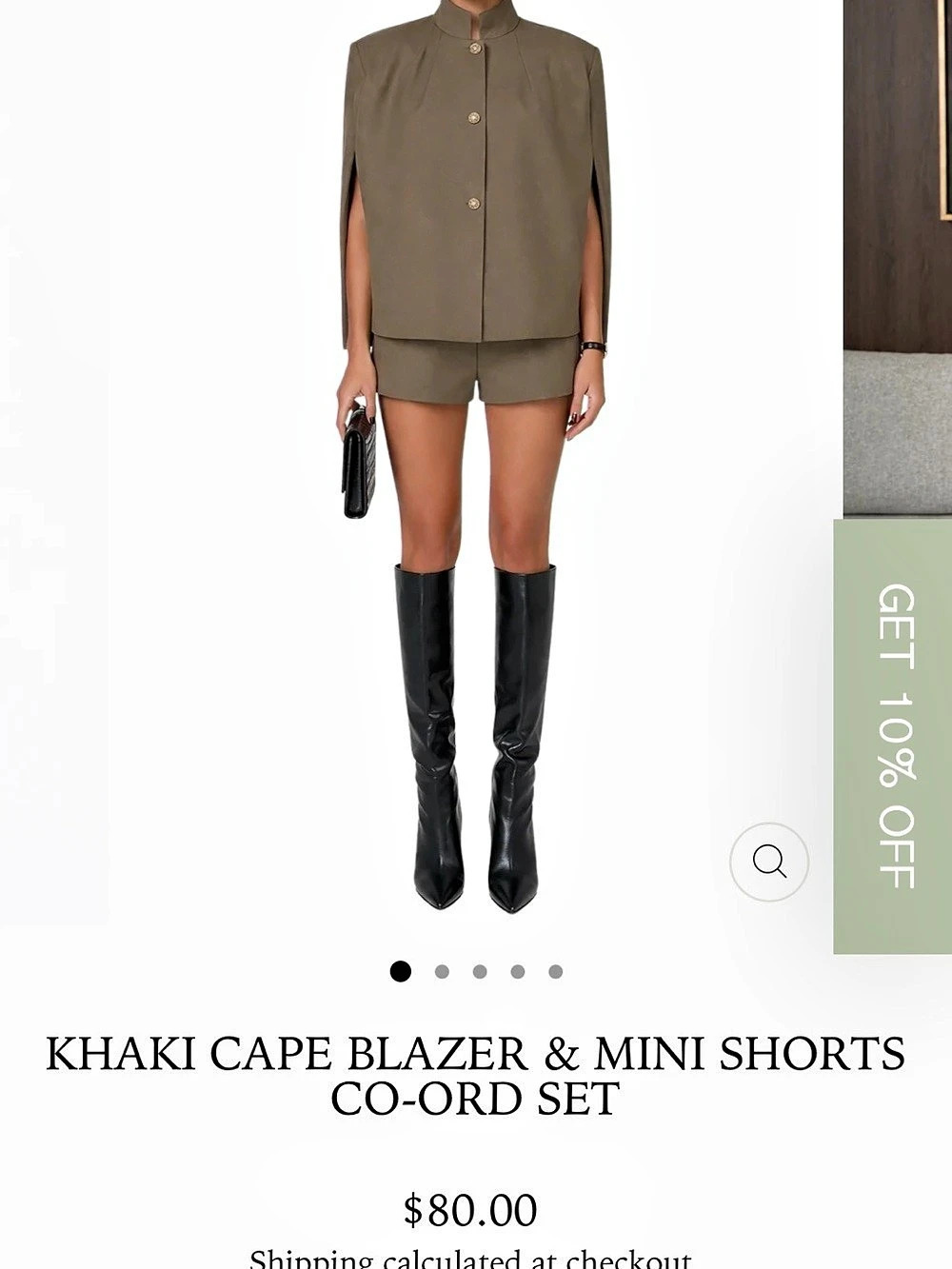 Khaki Cape Blazer & Mini Shorts Set